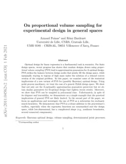 On proportional volume sampling for experimental design in general
  spaces