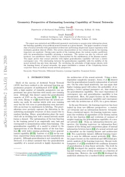 Geometry Perspective Of Estimating Learning Capability Of Neural
  Networks