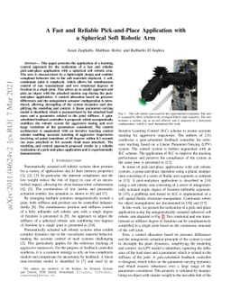 A Fast and Reliable Pick-and-Place Application with a Spherical Soft
  Robotic Arm