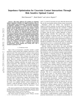 Impedance Optimization for Uncertain Contact Interactions Through Risk
  Sensitive Optimal Control