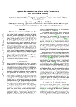 Speaker De-identification System using Autoencoders and Adversarial
  Training