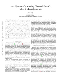 von Neumann's missing "Second Draft": what it should contain