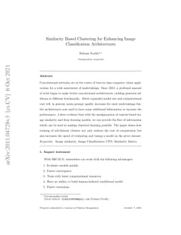 Similarity-Based Clustering for Enhancing Image Classification
  Architectures