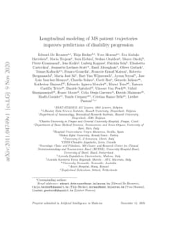 Longitudinal modeling of MS patient trajectories improves predictions of
  disability progression