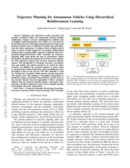 Trajectory Planning for Autonomous Vehicles Using Hierarchical
  Reinforcement Learning
