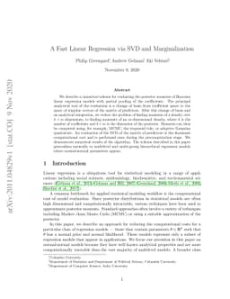A Fast Linear Regression via SVD and Marginalization