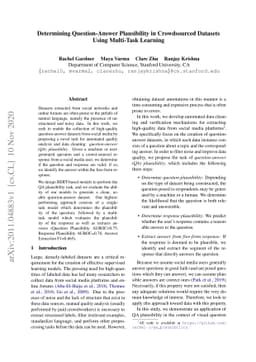 Determining Question-Answer Plausibility in Crowdsourced Datasets Using
  Multi-Task Learning