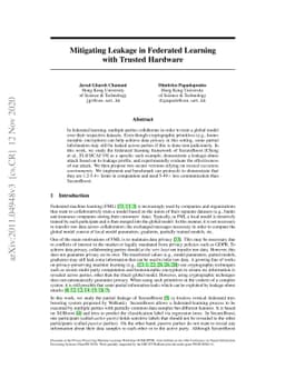 Mitigating Leakage in Federated Learning with Trusted Hardware