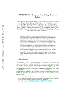 AIM 2020 Challenge on Rendering Realistic Bokeh