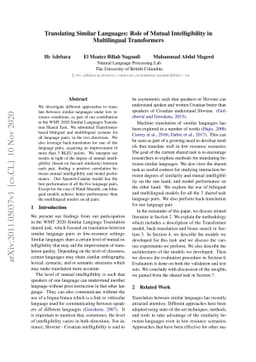 Translating Similar Languages: Role of Mutual Intelligibility in
  Multilingual Transformers