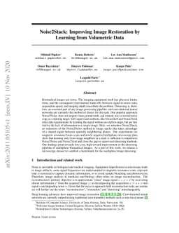 Noise2Stack: Improving Image Restoration by Learning from Volumetric
  Data