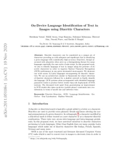 On-Device Language Identification of Text in Images using Diacritic
  Characters