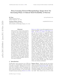 Deep Learning Derived Histopathology Image Score for Increasing Phase 3
  Clinical Trial Probability of Success