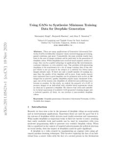 Using GANs to Synthesise Minimum Training Data for Deepfake Generation
