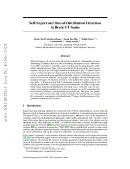 Self-Supervised Out-of-Distribution Detection in Brain CT Scans