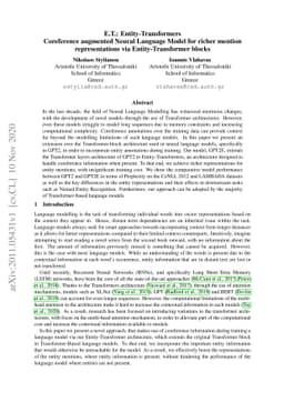 E.T.: Entity-Transformers. Coreference augmented Neural Language Model
  for richer mention representations via Entity-Transformer blocks