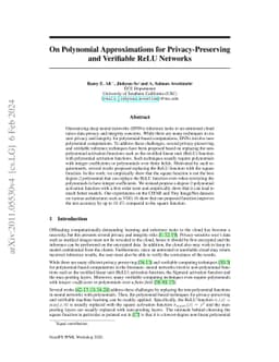On Polynomial Approximations for Privacy-Preserving and Verifiable ReLU
  Networks