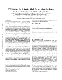 CAN: Feature Co-Action for Click-Through Rate Prediction
