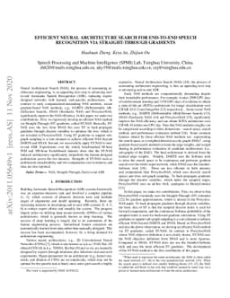 Efficient Neural Architecture Search for End-to-end Speech Recognition
  via Straight-Through Gradients