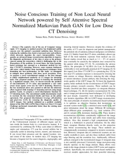 Noise Conscious Training of Non Local Neural Network powered by Self
  Attentive Spectral Normalized Markovian Patch GAN for Low Dose CT Denoising