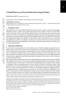 A Small Survey On Event Detection Using Twitter