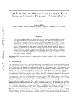 The Potential of Machine Learning and NLP for Handling Students'
  Feedback (A Short Survey)