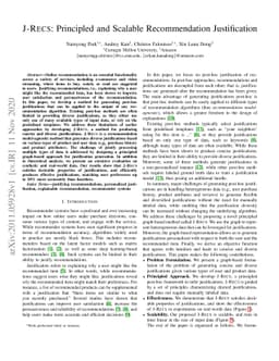 J-Recs: Principled and Scalable Recommendation Justification
