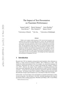 The Impact of Text Presentation on Translator Performance