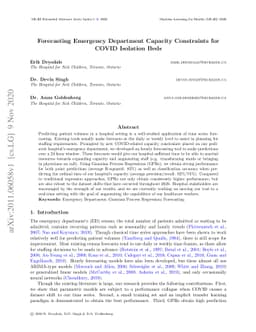 Forecasting Emergency Department Capacity Constraints for COVID
  Isolation Beds
