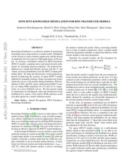 Efficient Knowledge Distillation for RNN-Transducer Models