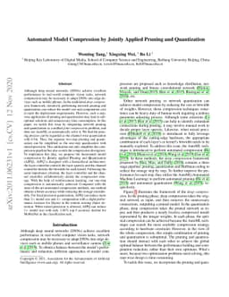 Automated Model Compression by Jointly Applied Pruning and Quantization