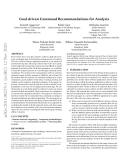 Goal-driven Command Recommendations for Analysts