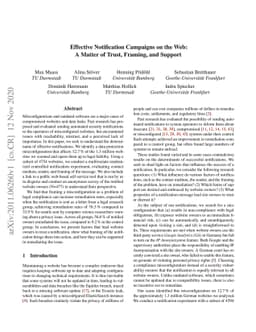Effective Notification Campaigns on the Web: A Matter of Trust, Framing,
  and Support