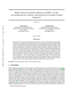 When deep learning models on GPU can be accelerated by taking advantage
  of unstructured sparsity