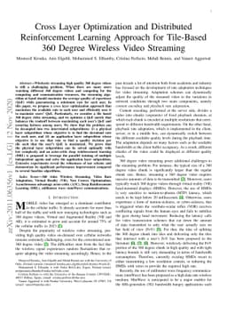 Cross Layer Optimization and Distributed Reinforcement Learning Approach
  for Tile-Based 360 Degree Wireless Video Streaming