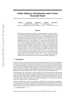 Online Influence Maximization under Linear Threshold Model