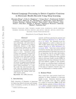 Natural Language Processing to Detect Cognitive Concerns in Electronic
  Health Records Using Deep Learning