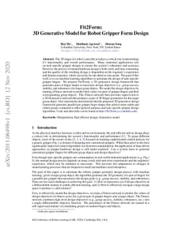 Fit2Form: 3D Generative Model for Robot Gripper Form Design