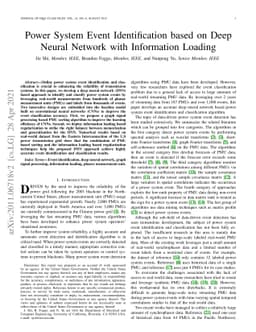 Power System Event Identification based on Deep Neural Network with
  Information Loading