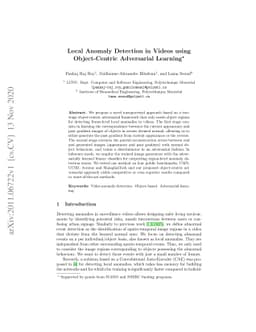 Local Anomaly Detection in Videos using Object-Centric Adversarial
  Learning