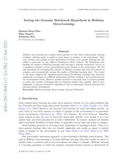 Testing the Genomic Bottleneck Hypothesis in Hebbian Meta-Learning