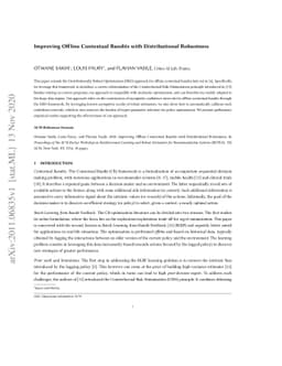 Improving Offline Contextual Bandits with Distributional Robustness