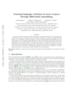 Learning language variations in news corpora through differential
  embeddings