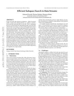 Efficient Subspace Search in Data Streams