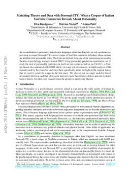 Matching Theory and Data with Personal-ITY: What a Corpus of Italian
  YouTube Comments Reveals About Personality