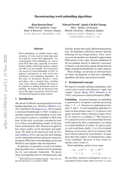 Deconstructing word embedding algorithms