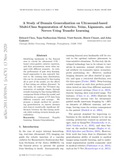 A Study of Domain Generalization on Ultrasound-based Multi-Class
  Segmentation of Arteries, Veins, Ligaments, and Nerves Using Transfer
  Learning