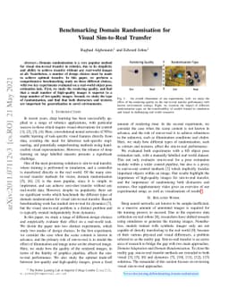 Benchmarking Domain Randomisation for Visual Sim-to-Real Transfer