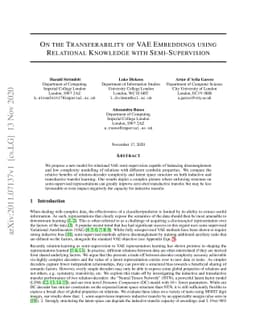 On the Transferability of VAE Embeddings using Relational Knowledge with
  Semi-Supervision