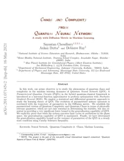 Chaos and Complexity from Quantum Neural Network: A study with Diffusion
  Metric in Machine Learning